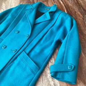 70’s Vintage Wool Blend Teal Blue Green Coat Collection Élégante Thunder Bay